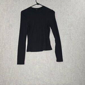 Shein Long Sleeve Black Ribbed Top Womens XS